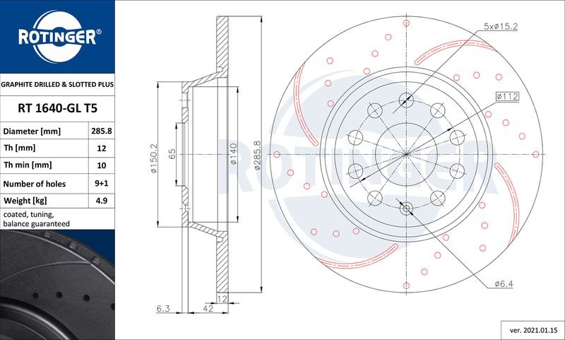 Kit Dischi Freno Rotinger T5 + Pastiglie ATE Anteriori + Posterior Volkswagen TOURAN