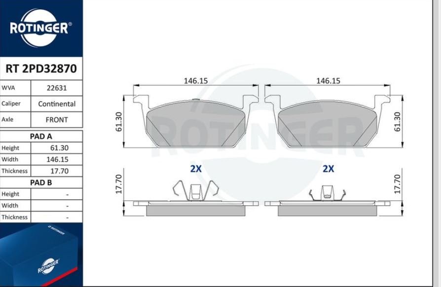 Kit Dischi Freno T6 + Pastiglie Anteriori ROTIGNER SKODA FABIA