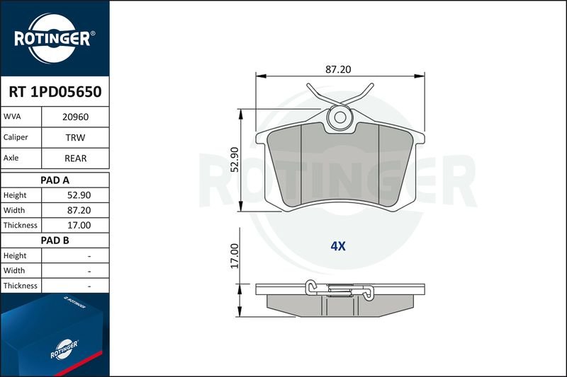 Kit Dischi Freno T6 + Pastiglie Posteriori ROTIGNER SKODA FABIA