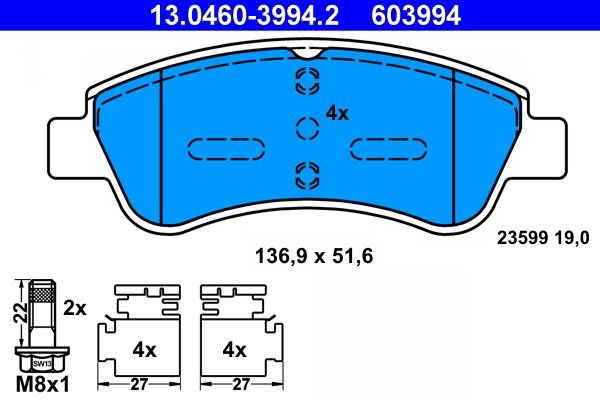 Kit Dischi Freno Forati & baffati ROTINGER T5 + Pastiglie ATE Anteriori PEUGEOT 208