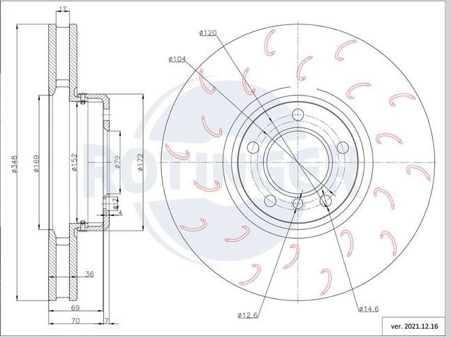 Kit Dischi Freno ANTERIORI Forati  ROTINGER T9 DIAMETRO 348MM BMW SERIE 5 E60 - E61