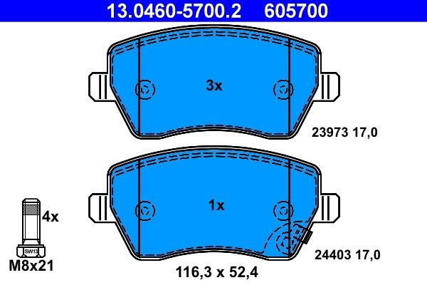 KIT Dischi Freno Forati e Baffati ROTINGER T5 + Pastiglie ATE anteriori Suzuki SWIFT III (MZ-EZ)