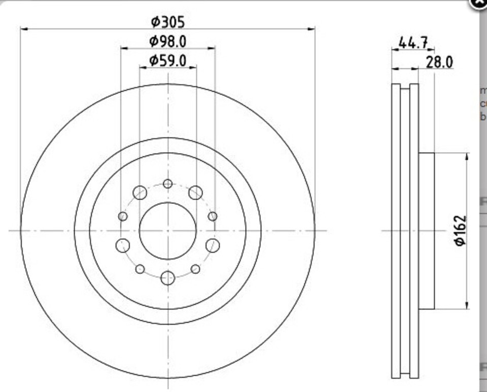 DISCHI FRENO FORATI ROTINGER T5 ANTERIORE 305X28 ALFA 147 GTA
