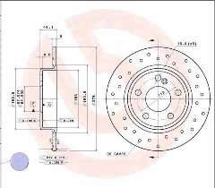 Kit Dischi Freno Forati + Pastiglie BREMBO posteriori MERCEDES CLASSE A (W176)