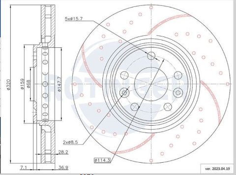 Kit Dischi Freno ANTERIORI Forati e Baffati ROTINGER T5 RENAULT CLIO IV