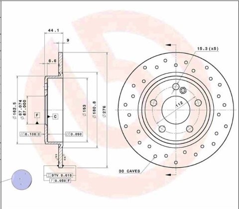 Kit Dischi Freno Forati + Pastiglie BREMBO posteriori MERCEDES CLASSE A (W176)