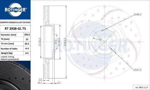 DISCHI FRENO FORATI E BAFFATI ROTINGER T5 FIAT BRAVO II