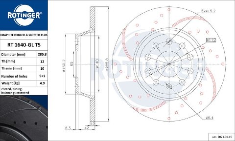 Kit Dischi Freno Rotinger T5 + Pastiglie ATE Anteriori + Posterior Volkswagen TOURAN