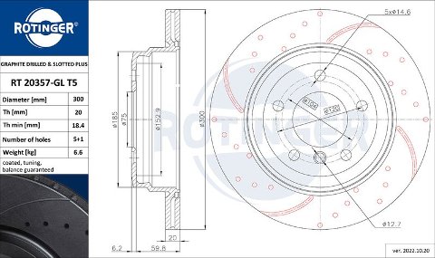 Dischi Freno Anteriori + Posteriori FORATI e BAFFATI ROTINGER T5 BMW 3 (E91) TOURING