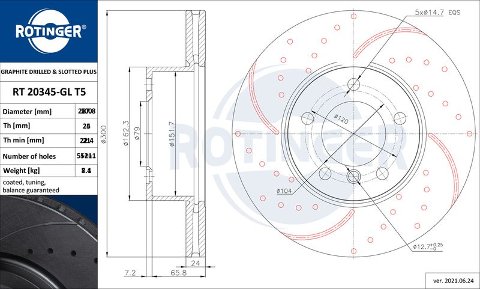 Dischi Freno Anteriori + Posteriori FORATI e BAFFATI ROTINGER T5 BMW 3 (E91) TOURING