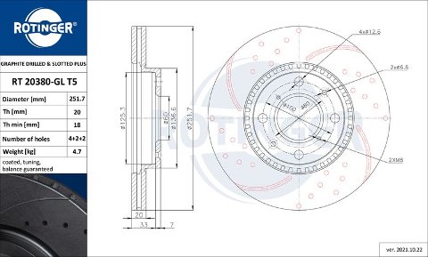 KIT Dischi Freno Forati e Baffati ROTINGER T5 + Pastiglie ATE anteriori Suzuki SWIFT III (MZ-EZ)