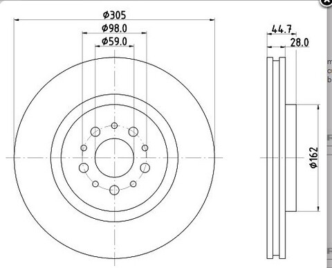 DISCHI FRENO FORATI ROTINGER T5 ANTERIORE 305X28 ALFA 147 GTA