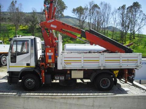AUTOCARRO/CAMION IVECO 150E27 BALESTRATO CON GRU HEILA HL-L 140/4S RADIOCOMANDO CASSONE RIBALTABILE