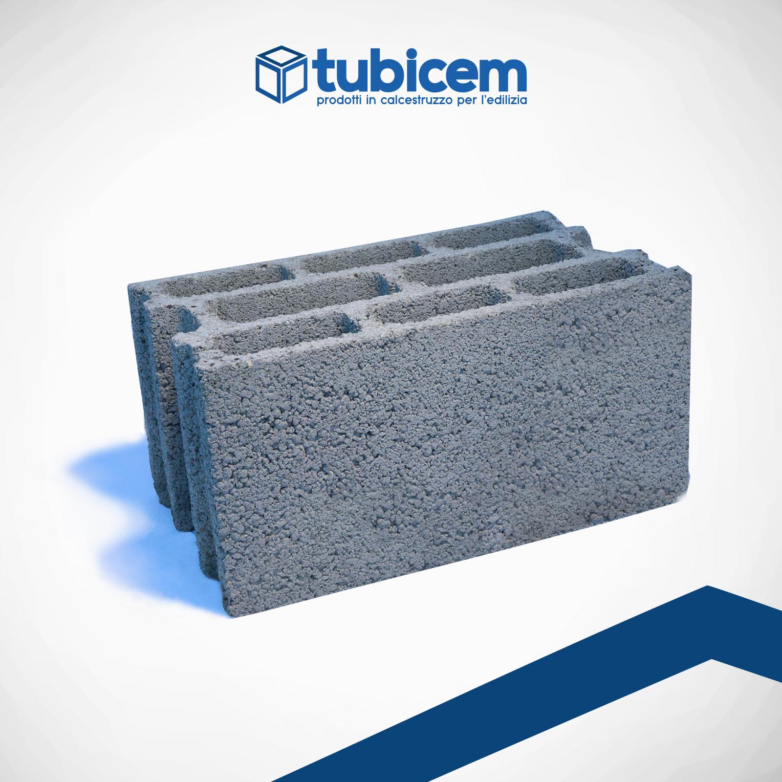 Blocco in Calcestruzzo Tradizionale o Alleggerito 25x25x50
