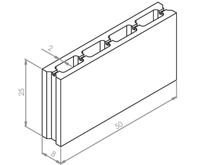 Tavella in Calcestruzzo Alleggerito 8x25x50