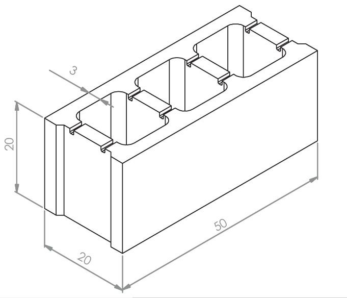 Blocco in Calcestruzzo Tradizionale 20x20x50