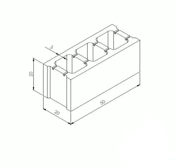 Blocco Faccia a Vista 20x20x50 a tre camere