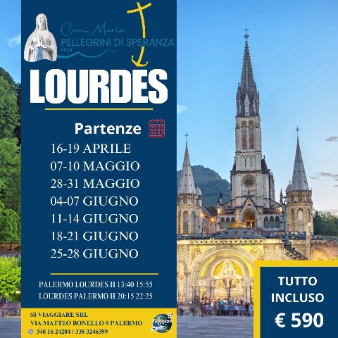 LOURDES 2025 VOLO DIRETTO DA PALERMO O DA CATANIA