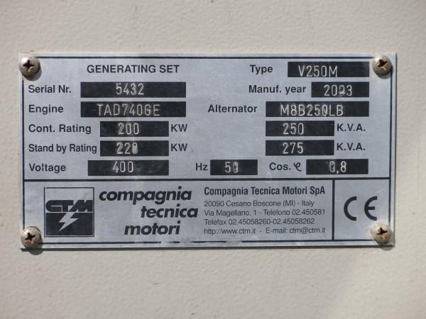 GRUPPO ELETTROGENO - SICILIA - TRAPANI - ALCAMO CTM kva 250