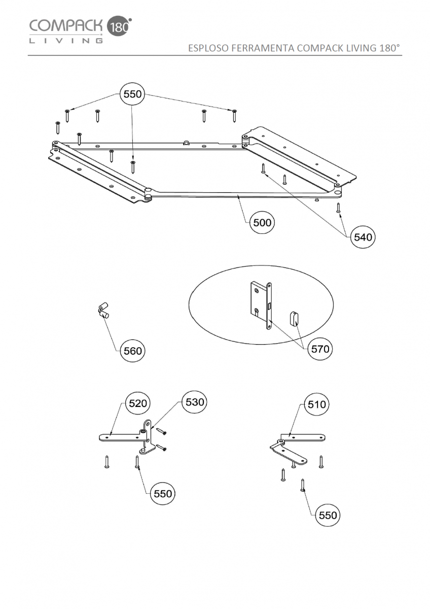 Meccanismo per porta a libro pieghevole Compack Living 180° Celegon