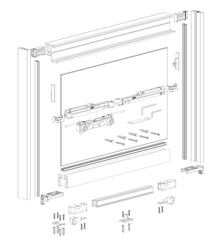 Kit per porta Magic2 Frame L 1100 x H 2200 Terno Scorrevoli Magic2 Frame