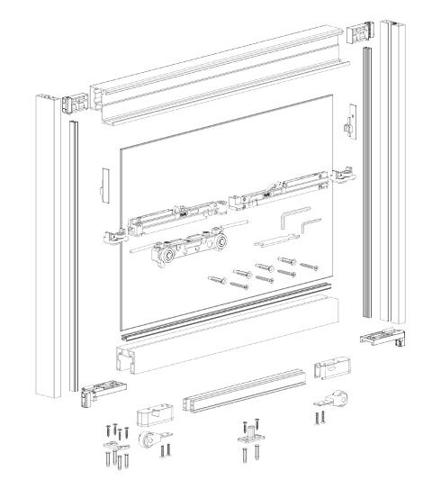 Kit per porta Magic2 Frame L 1100 x H 2200 Terno Scorrevoli Magic2 Frame