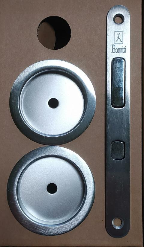 Kit TOC serratura per porta scorrevole mod. EASY tondo con nottolino Ottone lucido  BONAITI TOC  - Belpasso (Catania)