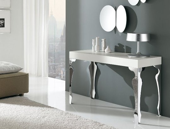 TAVOLO/CONSOLLE IN ACCIAIO INOX-TABLE STRUCTURE IN STAINLESS STEEL