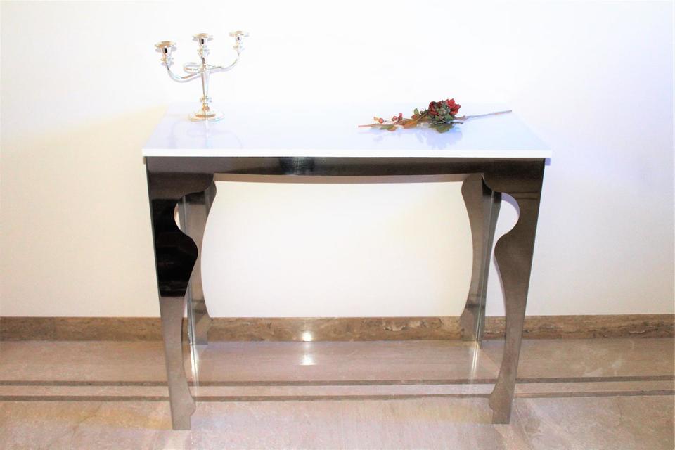 TAVOLO/CONSOLLE IN ACCIAIO INOX-TABLE STRUCTURE IN STAINLESS STEEL