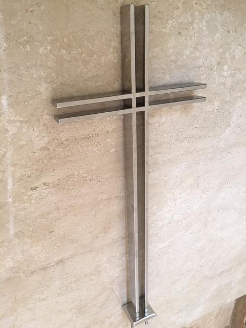 Croce cimiteriale in acciaio inox , ottone e ferro