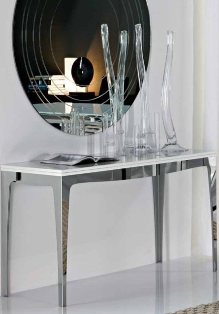 TAVOLO/CONSOLLE IN ACCIAIO INOX-TABLE STRUCTURE IN STAINLESS STEEL
