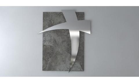 Croce cimiteriale in acciaio inox , ottone e ferro