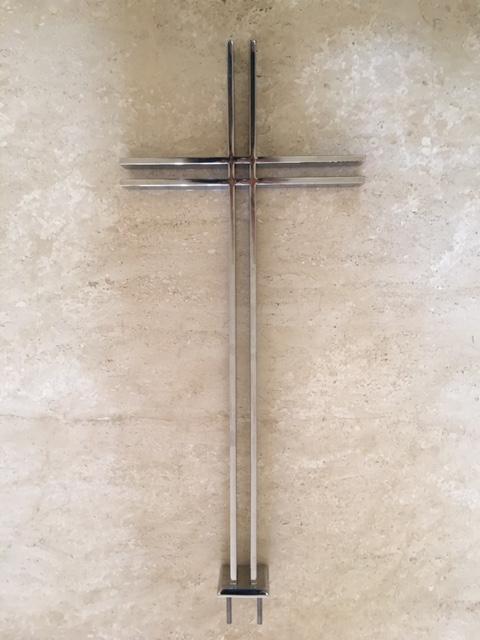 Croce cimiteriale in acciaio inox , ottone e ferro