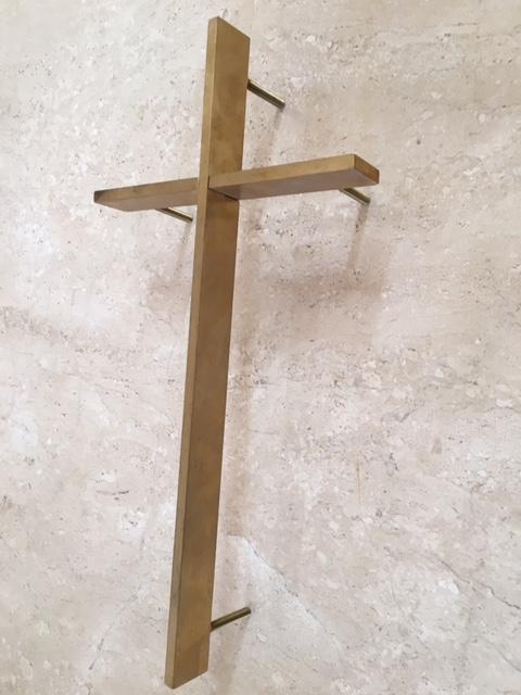 Croce cimiteriale in acciaio inox , ottone e ferro