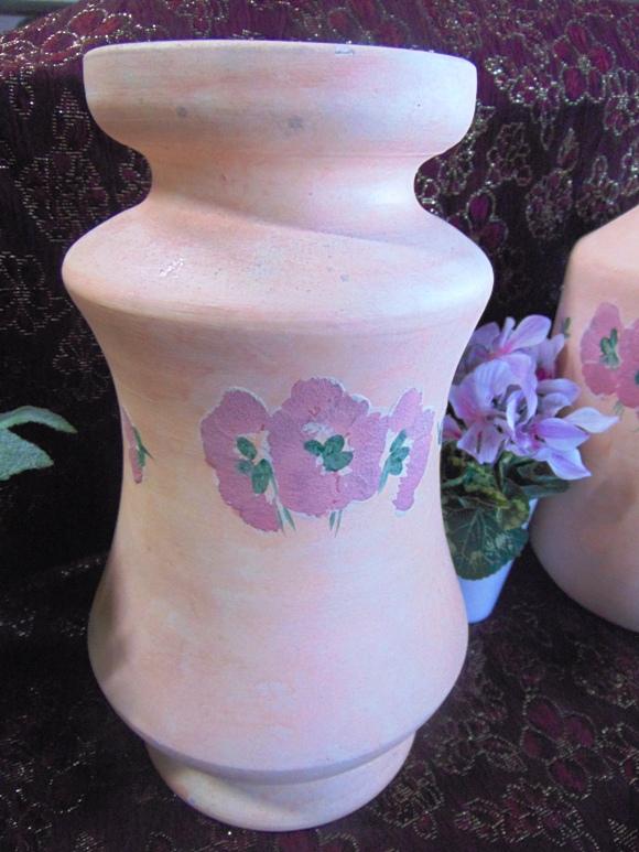 Vaso Ceramica H 30 Rosa Decorato - Sconti per Fioristi e Aziende - in 3 modell
