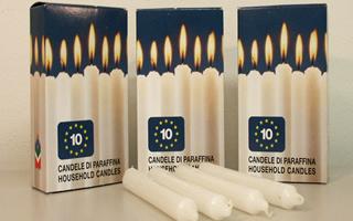 Candela Stearica H 25 dm.2,5 - Sconti per Fioristi e Aziende - Bianca da 10 candele