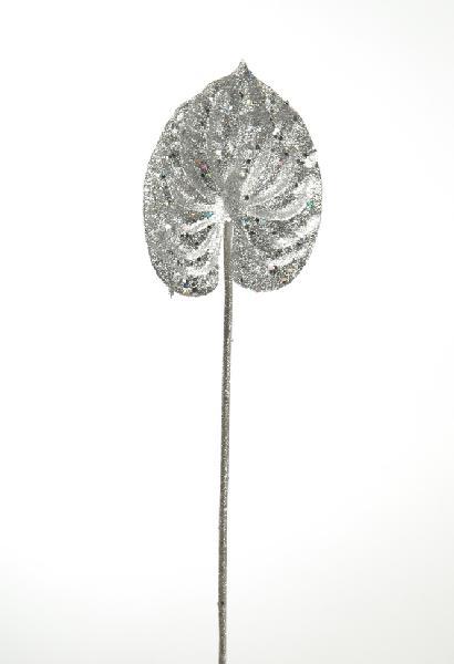 Anturium artificiale H 90  - Sconti per Fioristi e Aziende Glitterato Turchese/Verde/Argento