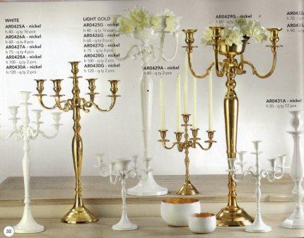 Candelabro H 75 cinque luci - Sconti per Fioristi e Aziende . -  Bianco - Oro - Silver