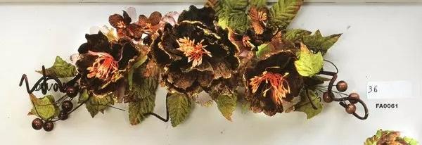 Peonia Artificiale filo oro in poliestere marrone - Sconti per Fioristi e Aziende .