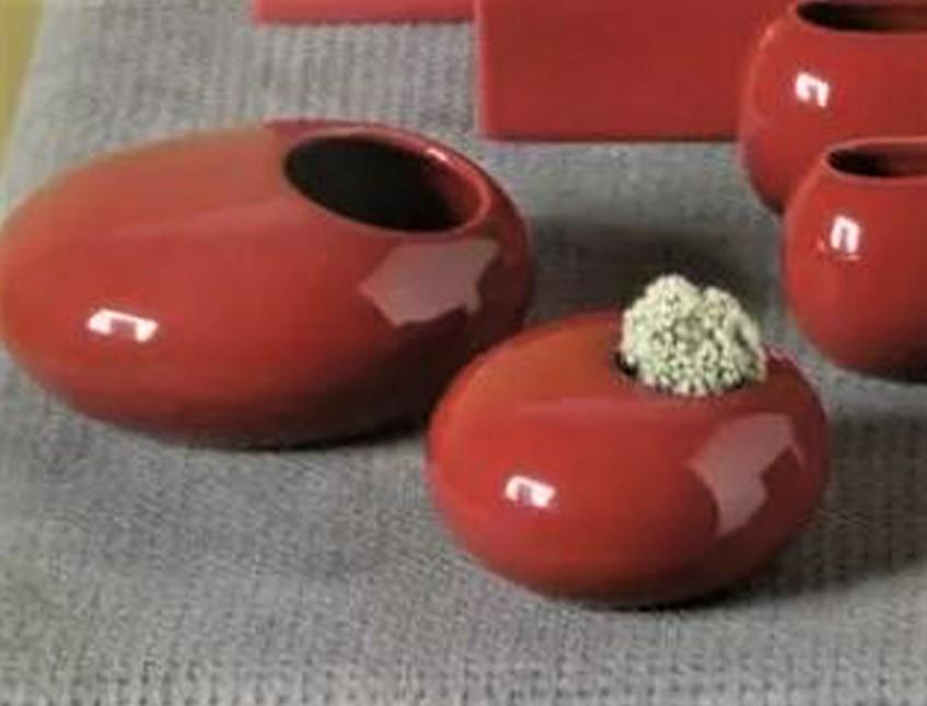 Vasetti sferoidi H 7 - H 6 - Sconti per Fioristi e Aziende -  in ceramica GAV corallo