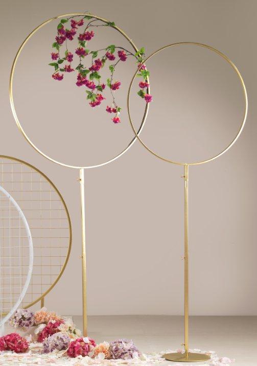 Set 2 Cerchi Bianco e Oro - Sconti per Fioristi e Aziende . - dm.100 e 75 H 215 e 190