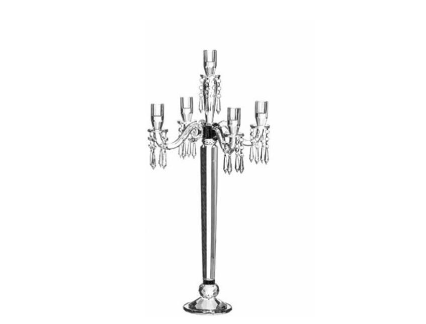 Candelabro in vetro a 5 fuochi - Sconti per Fioristi e Aziende . - H 75 e H 88