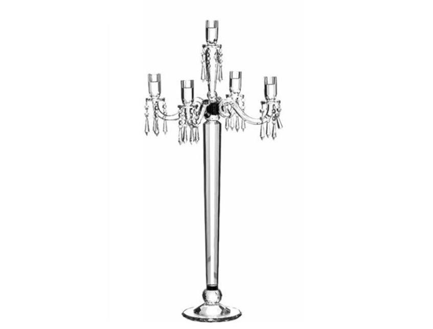 Candelabro in vetro a 5 fuochi - Sconti per Fioristi e Aziende . - H 75 e H 88