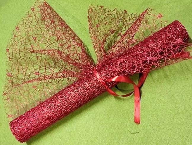 Spidernet Glitter H 50 x 5 yds - Sconti per Fioristi e Aziende - Polycotton Red-Gold-Silver