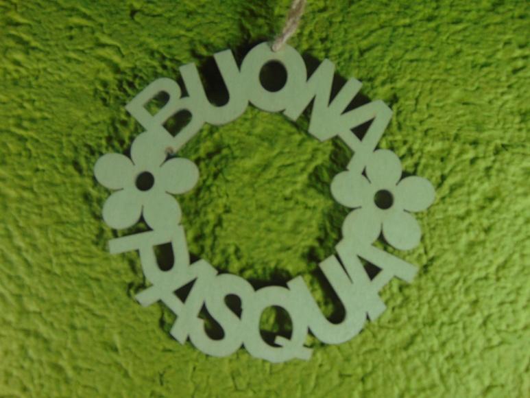 Buona Pasqua in legno dm. 13 H 27 traforato - Sconti per Fioristi e Aziende