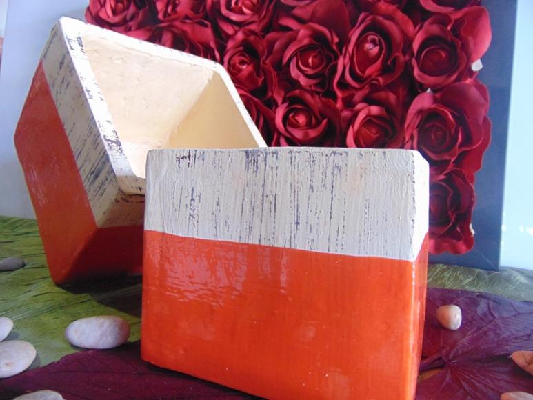 Cubo x 2 Ceramica Bicolore - Sconti per Fioristi e Aziende - Avorio/ Arancio/ Marrone/ Giallo
