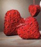 Cuore Vimini Bianco e Rosso intrecciato bombato Articolo per San Valentino - Sconti per Fioristi e Aziende