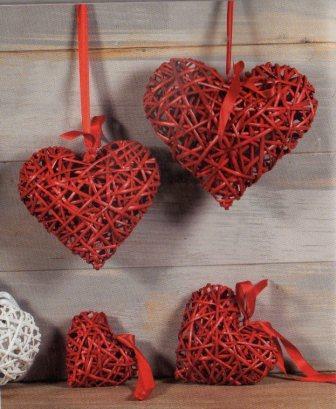 Cuore Vimini Bianco e Rosso intrecciato tondo Articolo per San Valentino - Sconti per Fioristi e Aziende