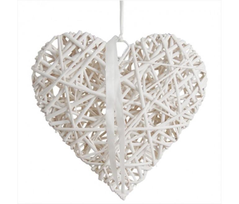Cuore Vimini Bianco e Rosso intrecciato tondo Articolo per San Valentino - Sconti per Fioristi e Aziende