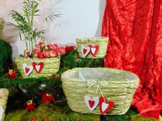 Cesti sea grass x 3 Ovali Rosso e Verde - Sconti per Fioristi e Aziende